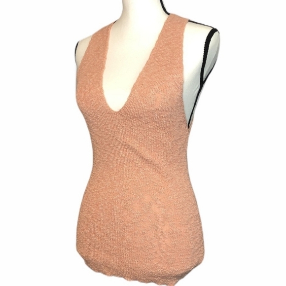 Free People Georgia Cami Tank Top Deep V neckline Size Small - Picture 2 of 12